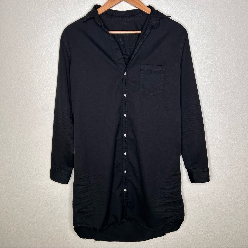 Frank & Eileen Black Button-Front Mini Shirt Dress - image 2